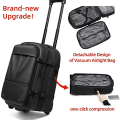 AeroLuxe-60L Rolling Business Vacuum Seal Backpack-Air Pump Version