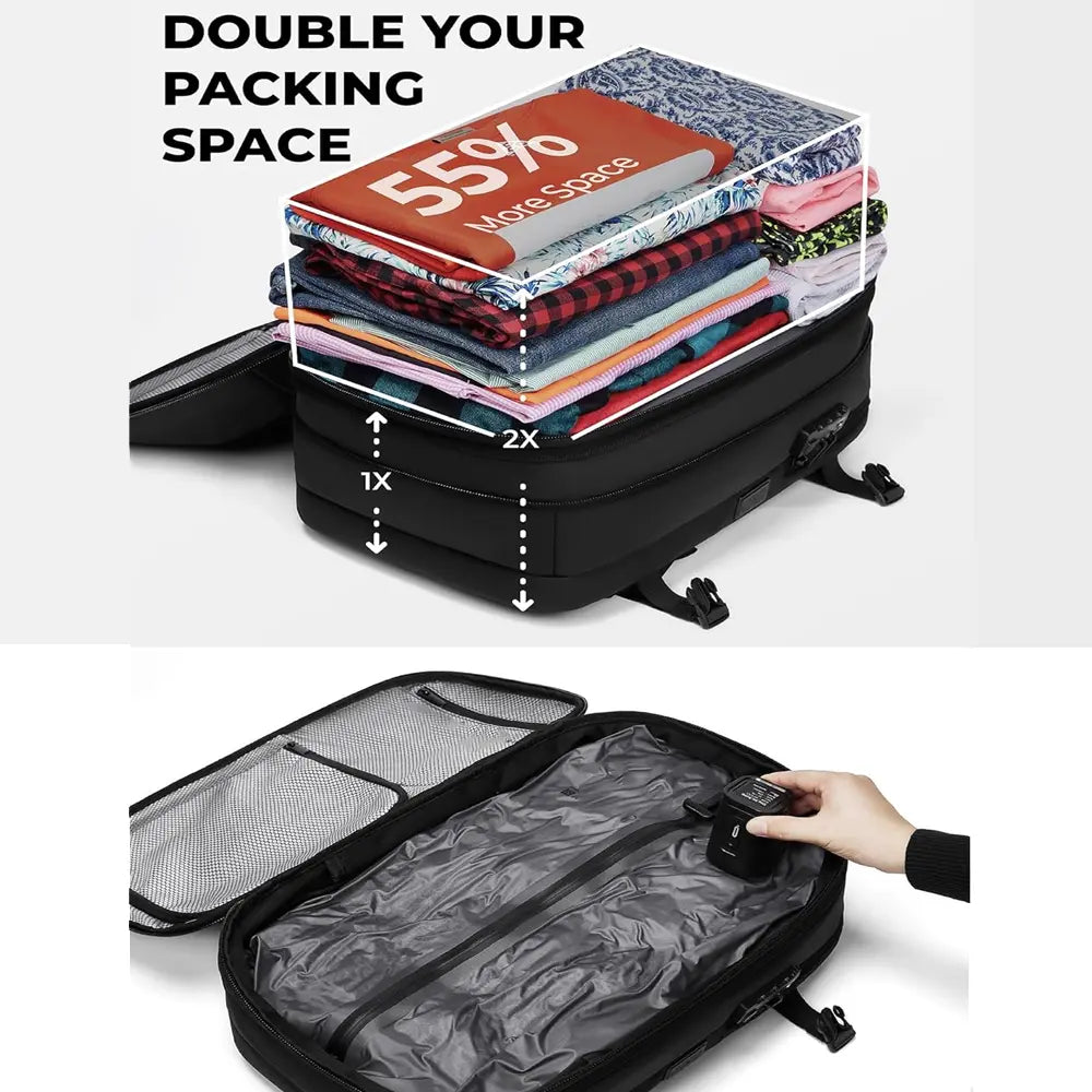 AeroLuxe-21"  Expandable Vacuum Seal Wheeled Backpack-Built-in Pump Version