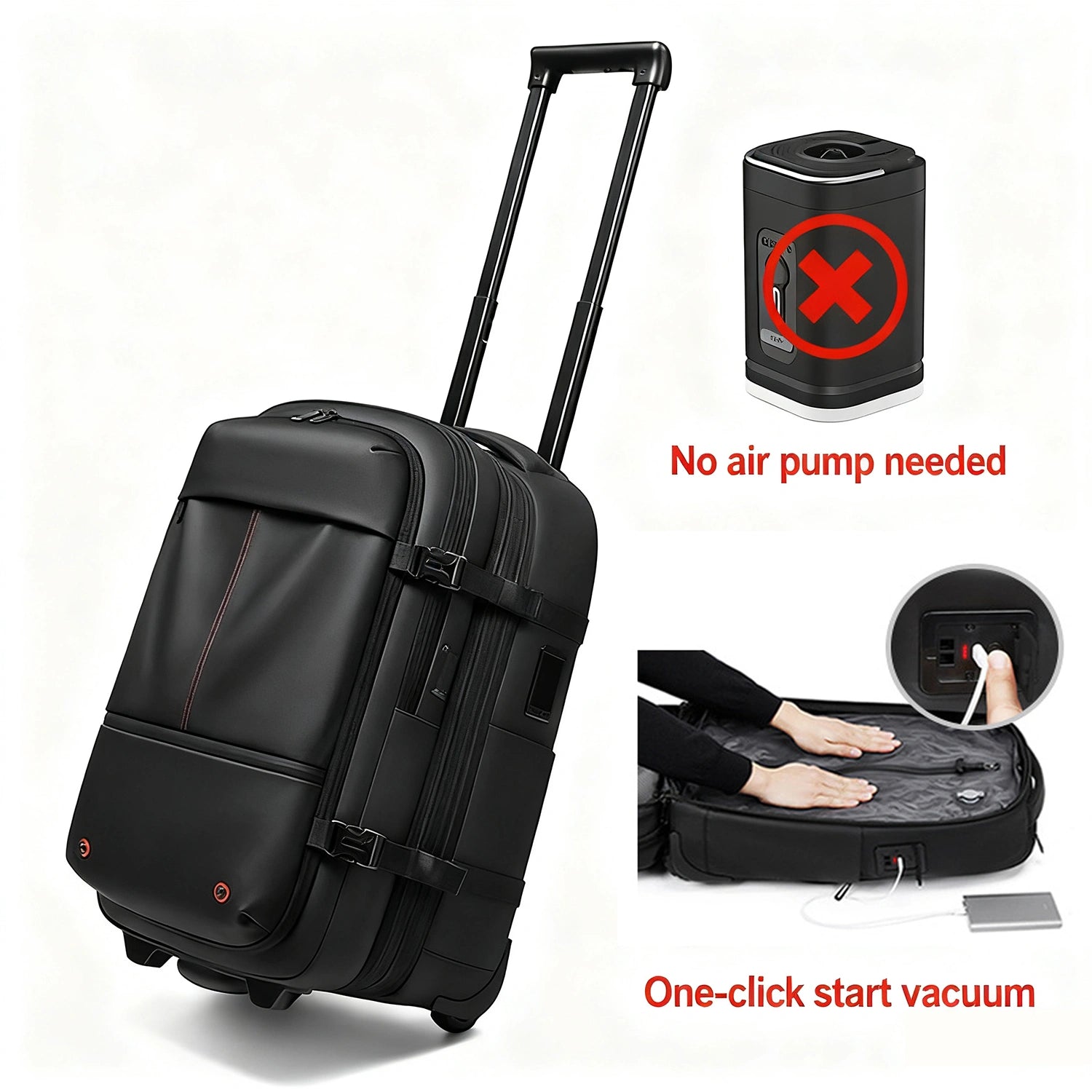 AeroLuxe-21"  Expandable Vacuum Seal Wheeled Backpack-Built-in Pump Version