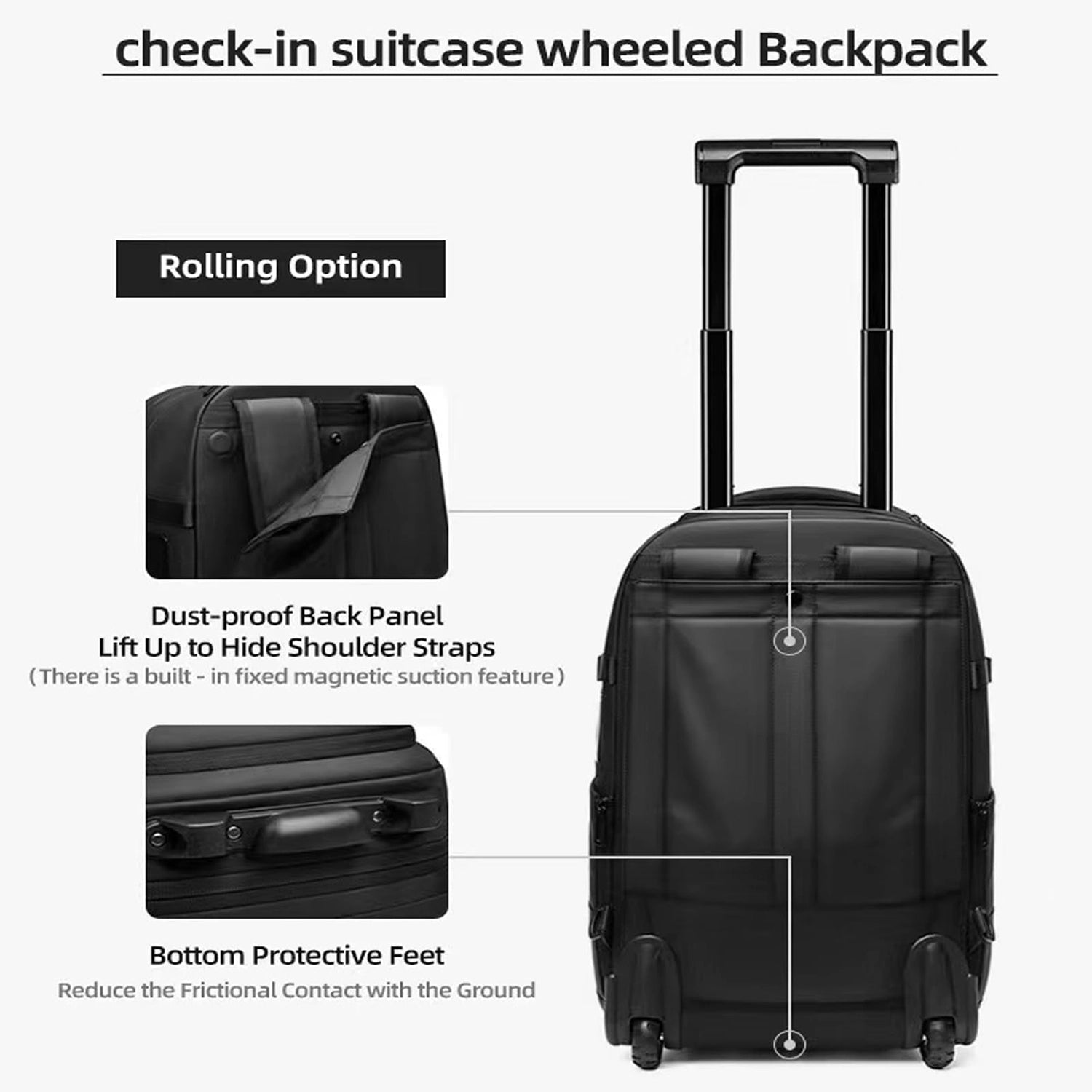 AeroLuxe-21"  Expandable Vacuum Seal Wheeled Backpack-Built-in Pump Version