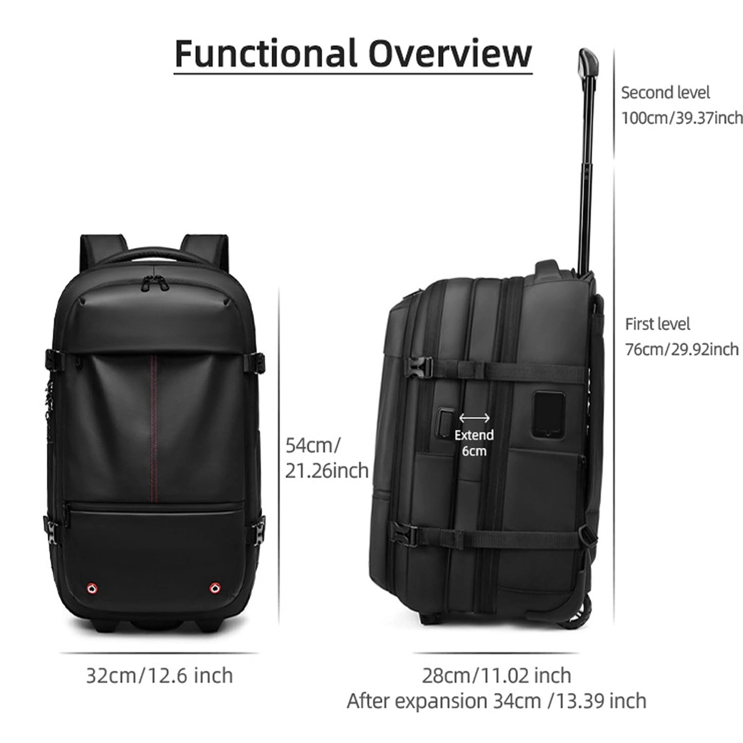 AeroLuxe-21"  Expandable Vacuum Seal Wheeled Backpack-Built-in Pump Version