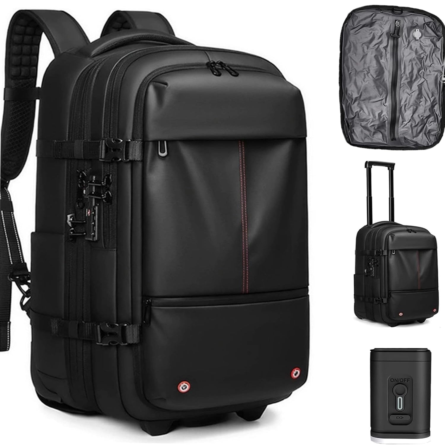 AeroLuxe-60L Rolling Business Vacuum Seal Backpack-Air Pump Version