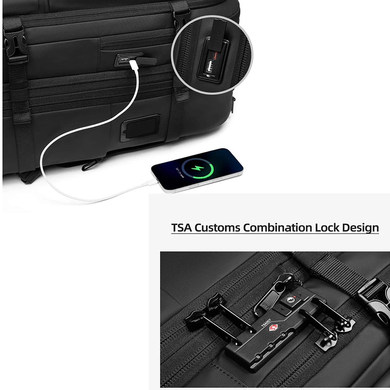 AeroLuxe-60L Rolling Business Vacuum Seal Backpack-Air Pump Version