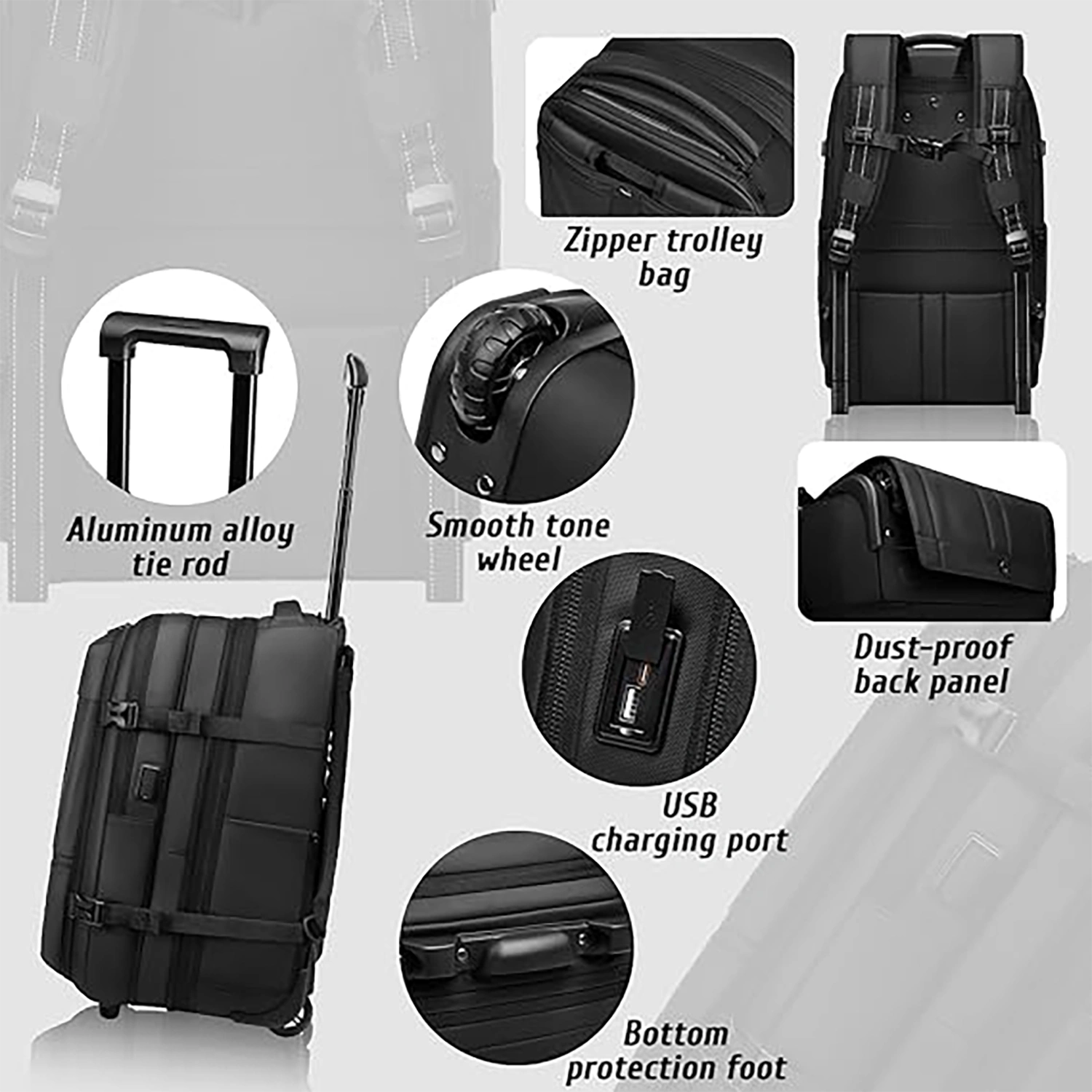 AeroLuxe-60L Rolling Business Vacuum Seal Backpack-Air Pump Version