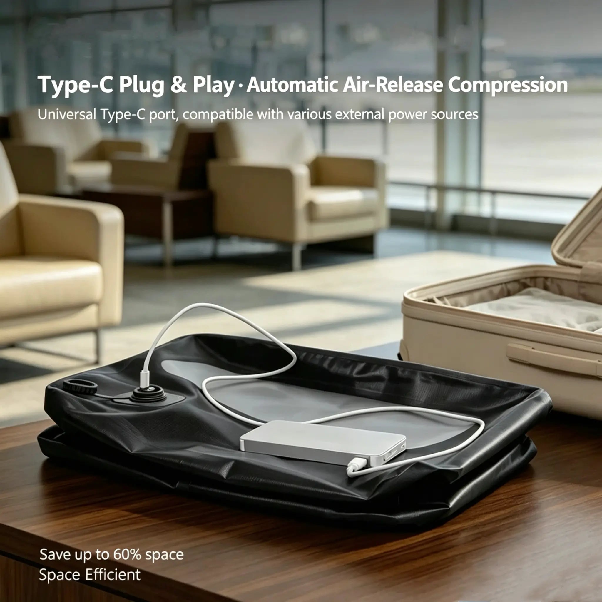 AeroSeal Pro 25L – Automatic Vacuum Storage Bag Space-Saver TSA-Friendly