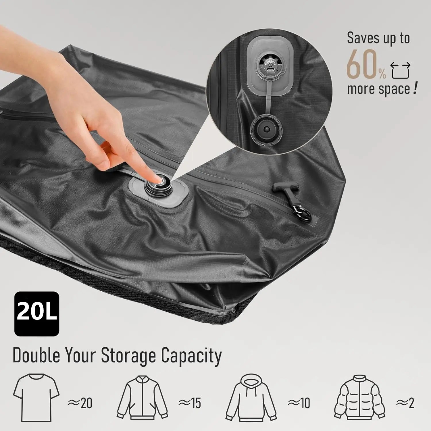 AeroSeal Pro 25L – Automatic Vacuum Storage Bag Space-Saver TSA-Friendly