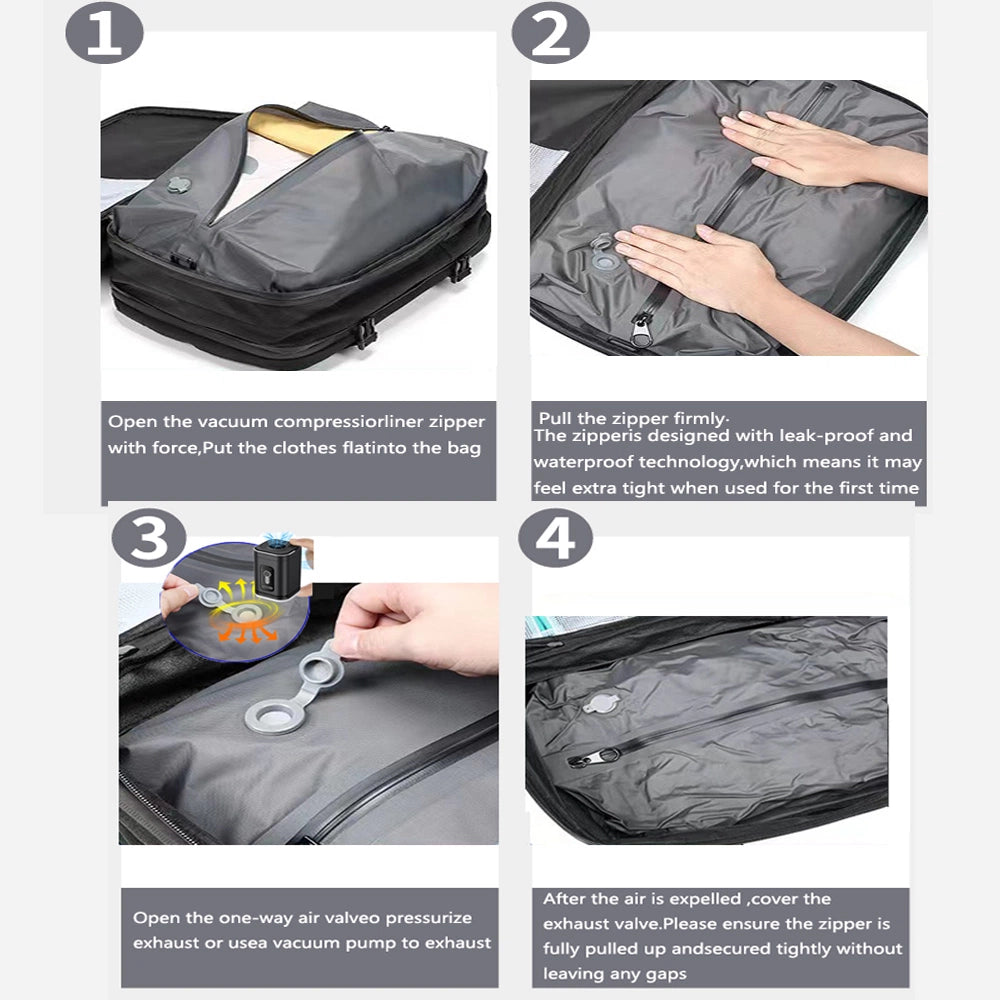 Elite-60L Rolling Vacuum Seal Backpack for Travel-Air Pump Version