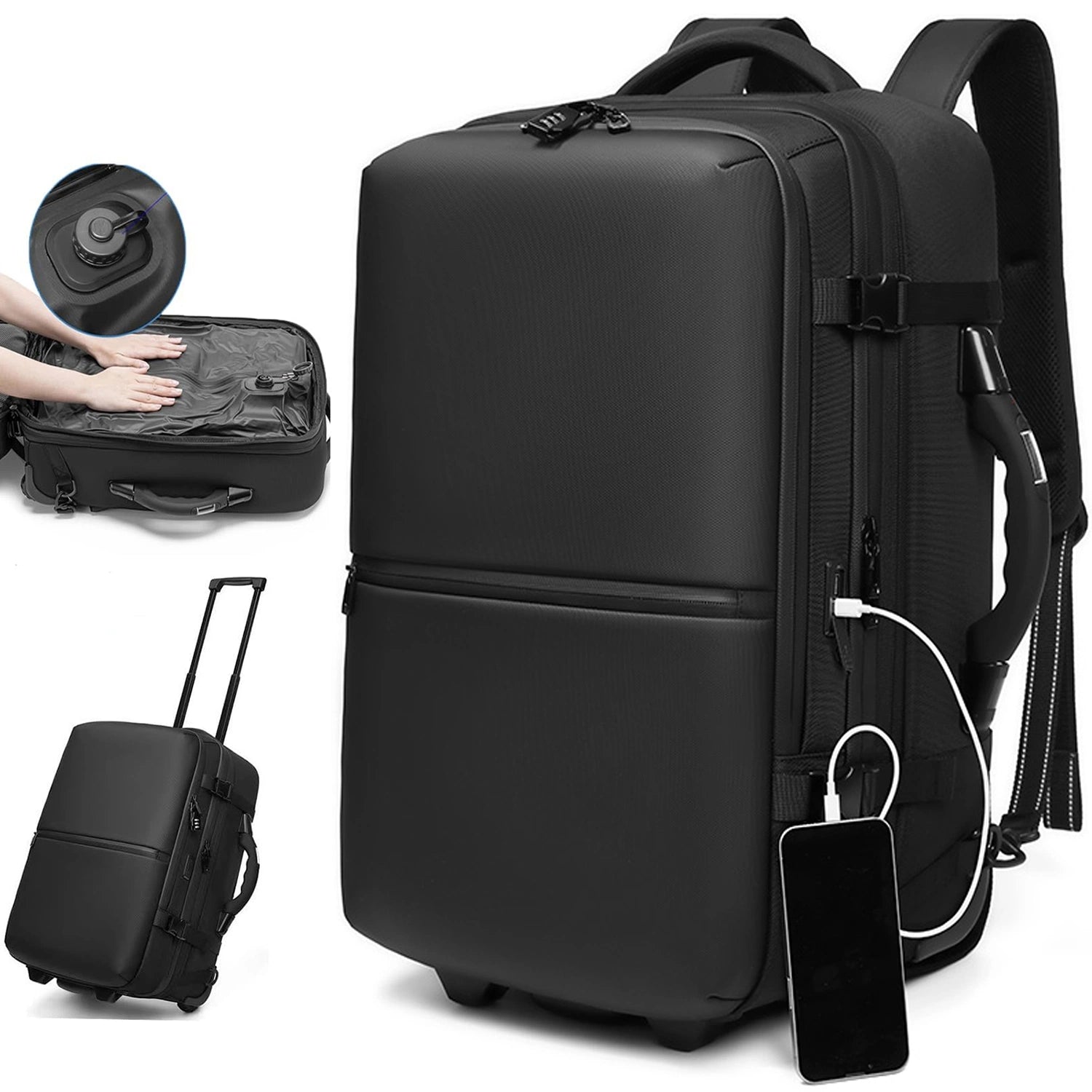 Elite- 21" Vacuum Compression Travel Backpack with Wheels-Automatic Version
