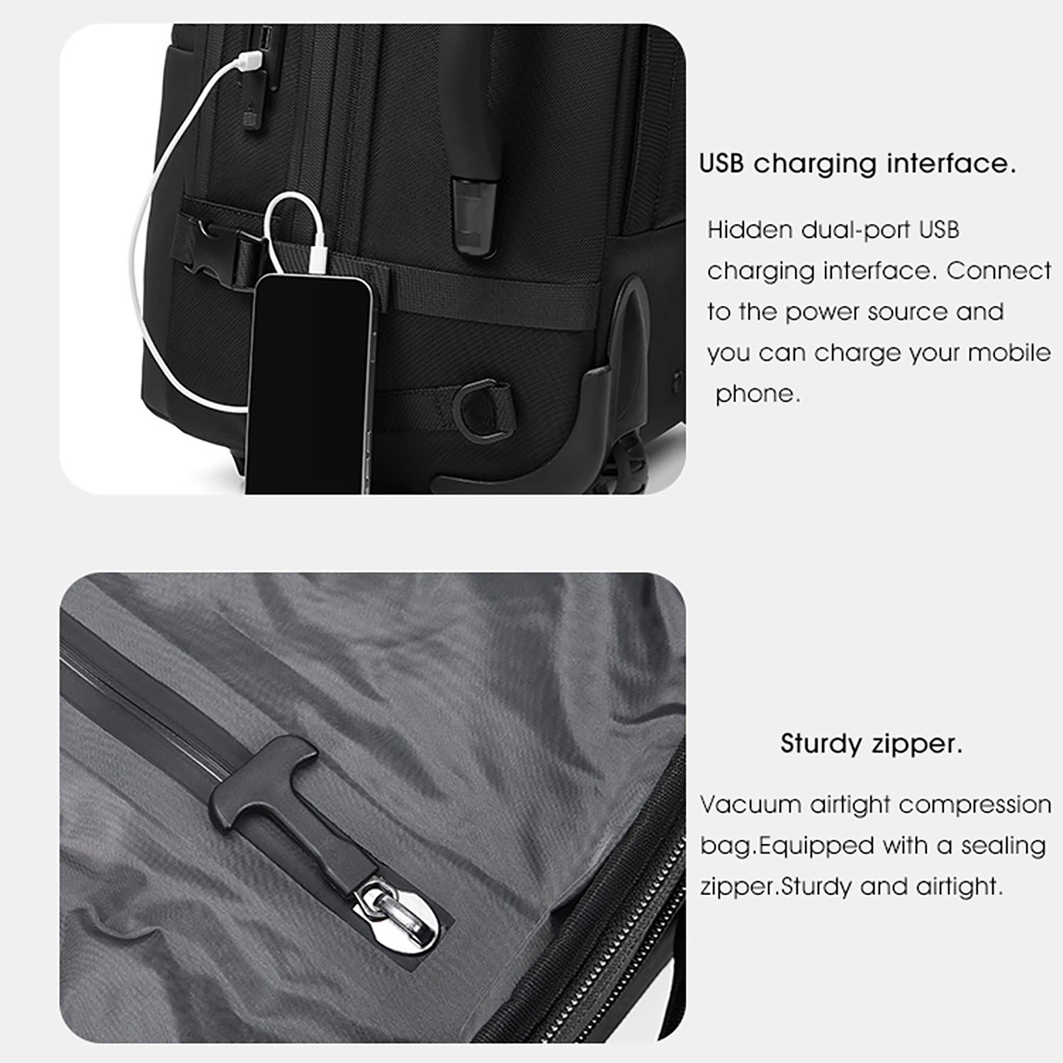 Elite- 21" Vacuum Compression Travel Backpack with Wheels-Automatic Version